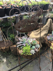 Planted welcome basket-metal planter
